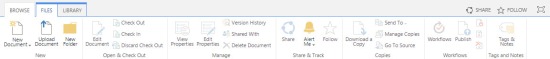Ribbon on document library
