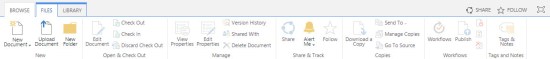 Ribbon on document library