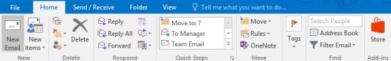Ribbon in Outlook 2016
